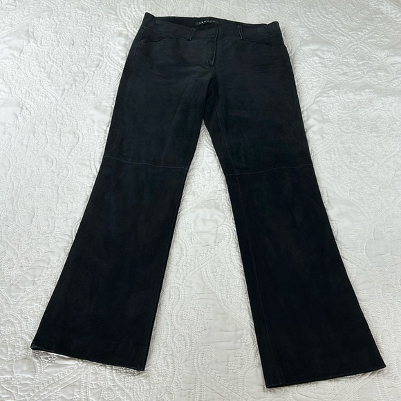 Theory Pants - Theory black suede leather pants women’s size 4 (FITS MODERN 2)